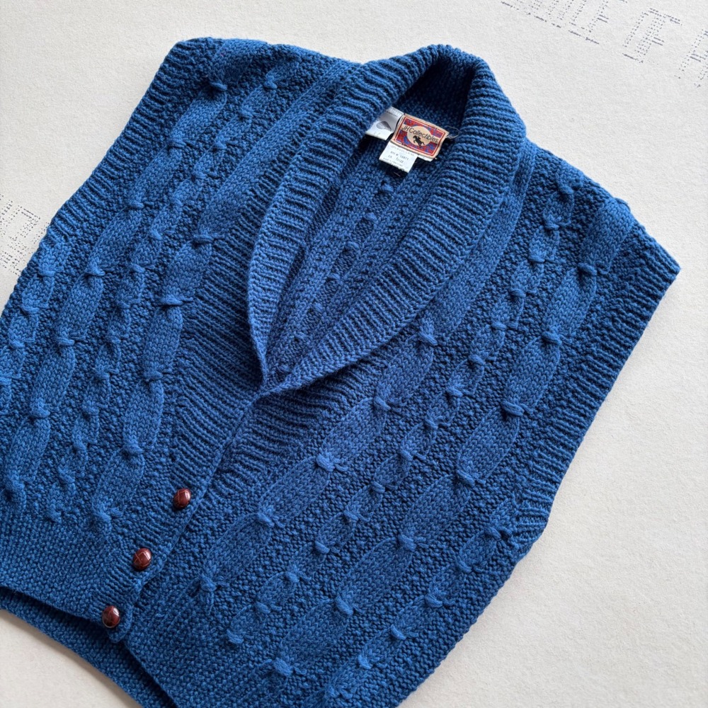 Vintage 90s JH Collectibles Wool Cable Knit Sweater Vest